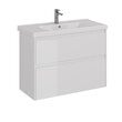 Тумба под умывальник Lemark COMBI 100 см под 1 раковину, подвесная/напольная, 2 ящика, цвет корпуса, фасада: Белый глянец LM03C100T