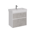 Тумба под умывальник Lemark COMBI 80 см под 1 раковину, подвесная/напольная, 2 ящика, цвет фасада: Бетон, цвет корпуса: Белый глянец LM03C80T-Beton